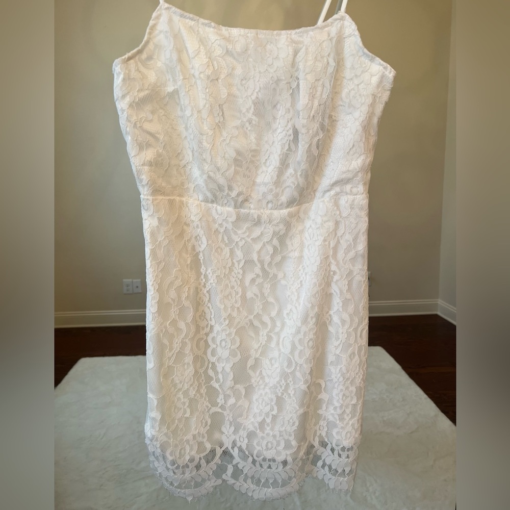 Strappy or strapless white corset dress